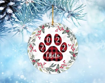 Dog's Name Christmas Ornament, Pet Ornament, Personalized Dog Christmas Ceramic Ornament, Cat Ornament, Custom Dog Lover Gift, Pet Ornaments