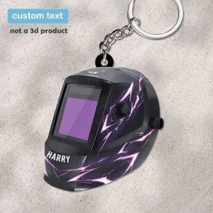 Welding Helmet Personalized Keychain, Welder Mask 2D Acrylic Keychain, Custom Welder Keychain, Welder Gift
