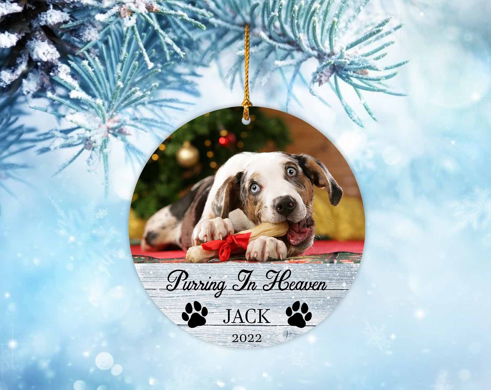Christmas Dog Memorial Ornament Gift Photo Ornaments Dog Lovers Memorial Gift Custom Pet Memorial Ornament Purring in Heaven Christmas Etsy Canada