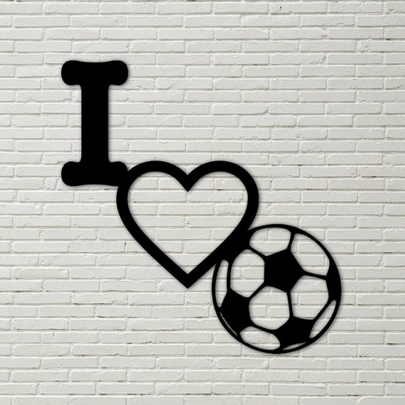 I Love Soccer Metal Wall Sign, Sports Sign, Wall Decor, I Love