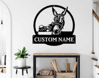 Personalized Donkey Metal Sign, Farm Animals Sign, Metal Sign For Farmer, Donkey Farmhouse Decor, Donkey Name Sign, Farmhouse Decor