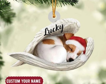 Personalized Jack Russell Angel Christmas Dog Ornament, Dog Memorial Ornament, Jack Russell Terrier Ornament, Angel Memorial Dog Gift