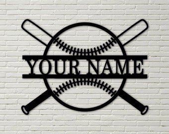 Custom Baseball - Metall Schild - Monogramm Metall Shop-Sohn Geburtstag Geschenk-Geburtstag-Wand Aufhänger-Baseball-Custom Name