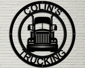 Customized Metal Trucker Sign, Big Rig, Trucker, 18 Wheeler, Diesel, metal sign, art, wall decor, trucking company, tractor trailer gift