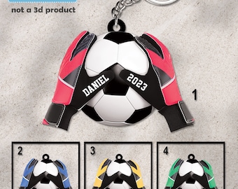 Soccer Goalkeeper Custom Keychain, Goalkeeper Gloves Keychain, Soccer Lover Gift, Goalkeeper Gift