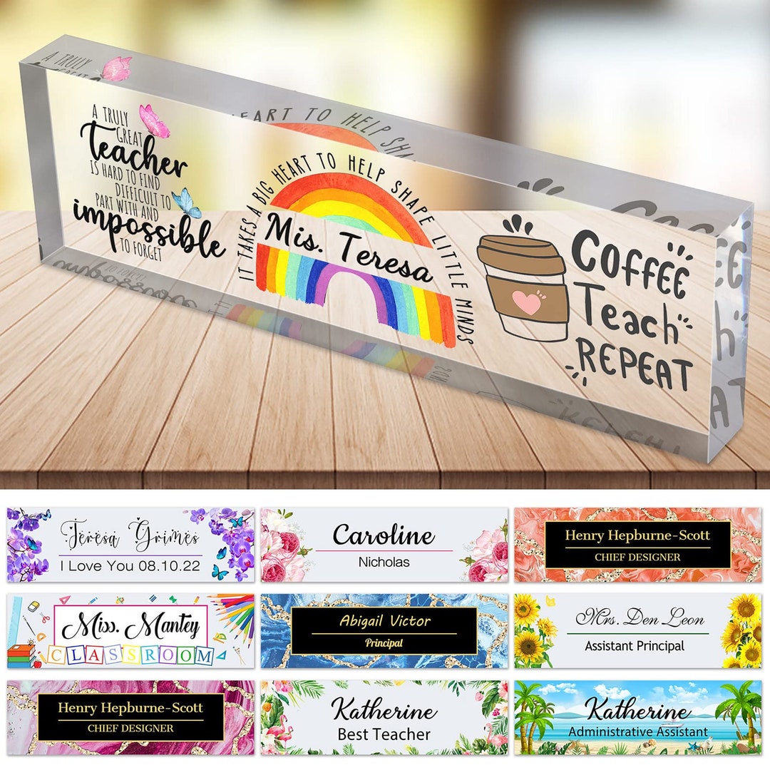 Personalized Teacher Desk Name Plate Teacher Gift, Custom Teacher Desk