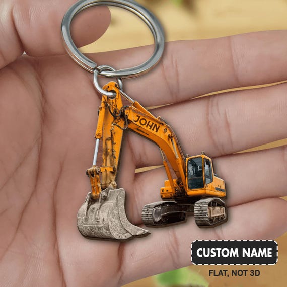Personalized Excavator 2D Keychain Excavator Keychain Excavator Construction Keychain Gift Father Day Gift for Crane Worker Etsy UK