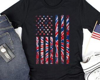 Red White Blue Tie Dye T-Shirt, Vintage American Flag T-Shirt, 4th Of July Shirts For Men Women, Independence Gift, Red White and Blue Shirt