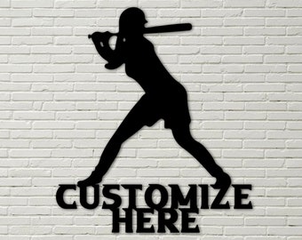 Customizable Softball Pitcher Sign, Metal Softball Decoration Sign