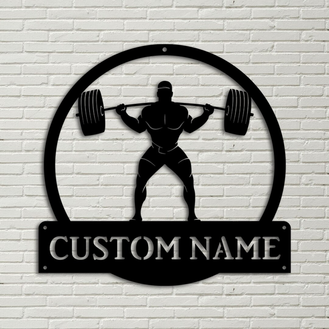 Personalized Powerlifting Sport Monogram Metal Sign Art, Custom