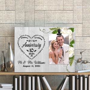 Custom 10th Wedding Anniversary Personalized photo frames, 10 year wedding anniversary gift for men and women, anniversary gifts for parents