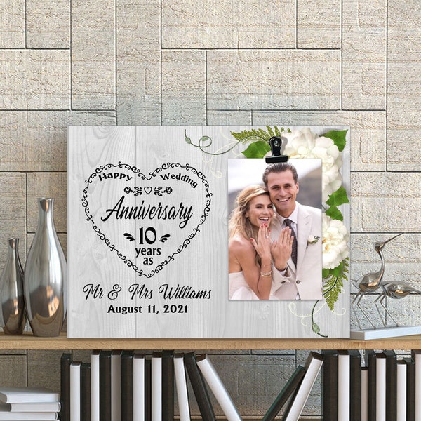 Custom 10th Wedding Anniversary Personalized photo frames, 10 year wedding anniversary gift for men and women, anniversary gifts for parents