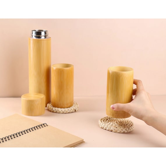 Reusable Bamboo Cups Tumbler Tube Smooth Mugs for Coffee Outdoor