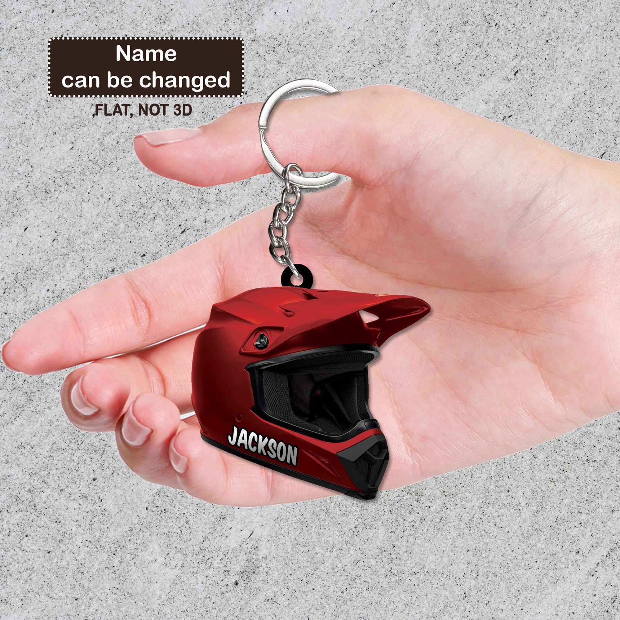 Motocross Helmet Personalized Keychain, Motocross 2D Keychain