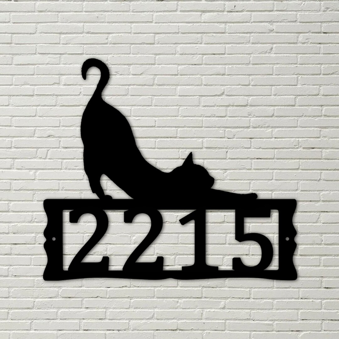 Cat Metal Address Plaque for House Address Number Metal Etsy