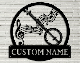 banjo tobacco metal sign Custom Banjo Music Metal Sign Art, Personalized Banjo Music Metal Signs,  Banjo Studio Metal Wall Decor, Music Wall Hanging for Decoration