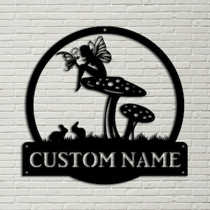 Personalisierte Fee Monogramm Metallschild Kunst, Benutzerdefinierte Fee Metallschild, Fee Liebhaber Zeichen Dekoration für Wohnzimmer