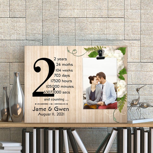 2 Years Wedding Anniversary, 2th Wedding Anniversary Photo Print, Personalized photo frames 2 Years Wedding Anniversary, Ideas for gifts