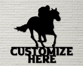 Custom Horse Racing Metal Sign, Personalized Metal Horse Decor, Horse Racing Wall Hanging, Horse Racing Metal LED Decor, Horse Racer Sign