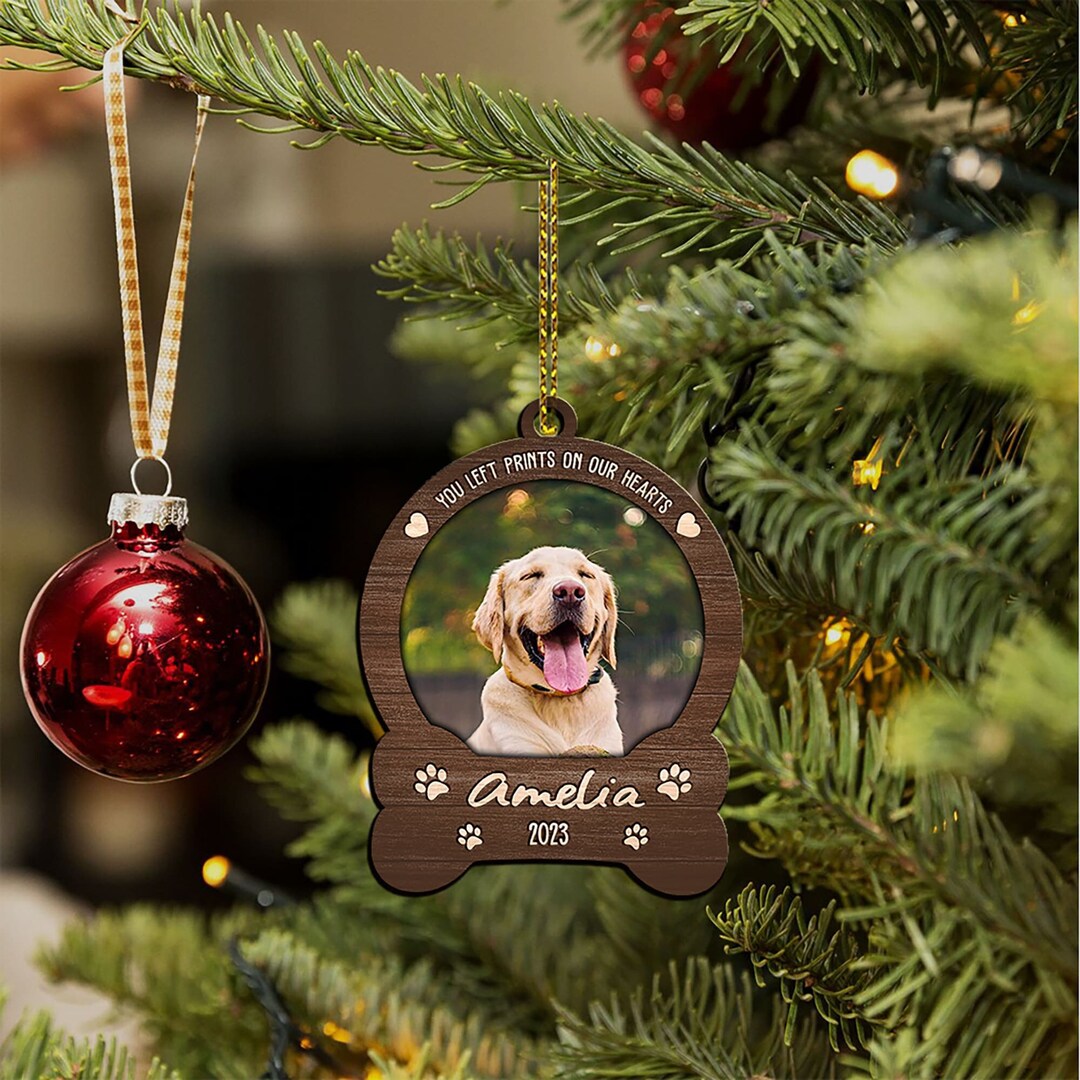 Personalized Pet Memorial Ornament, Custom Photo Dog Memorial Ornament ...