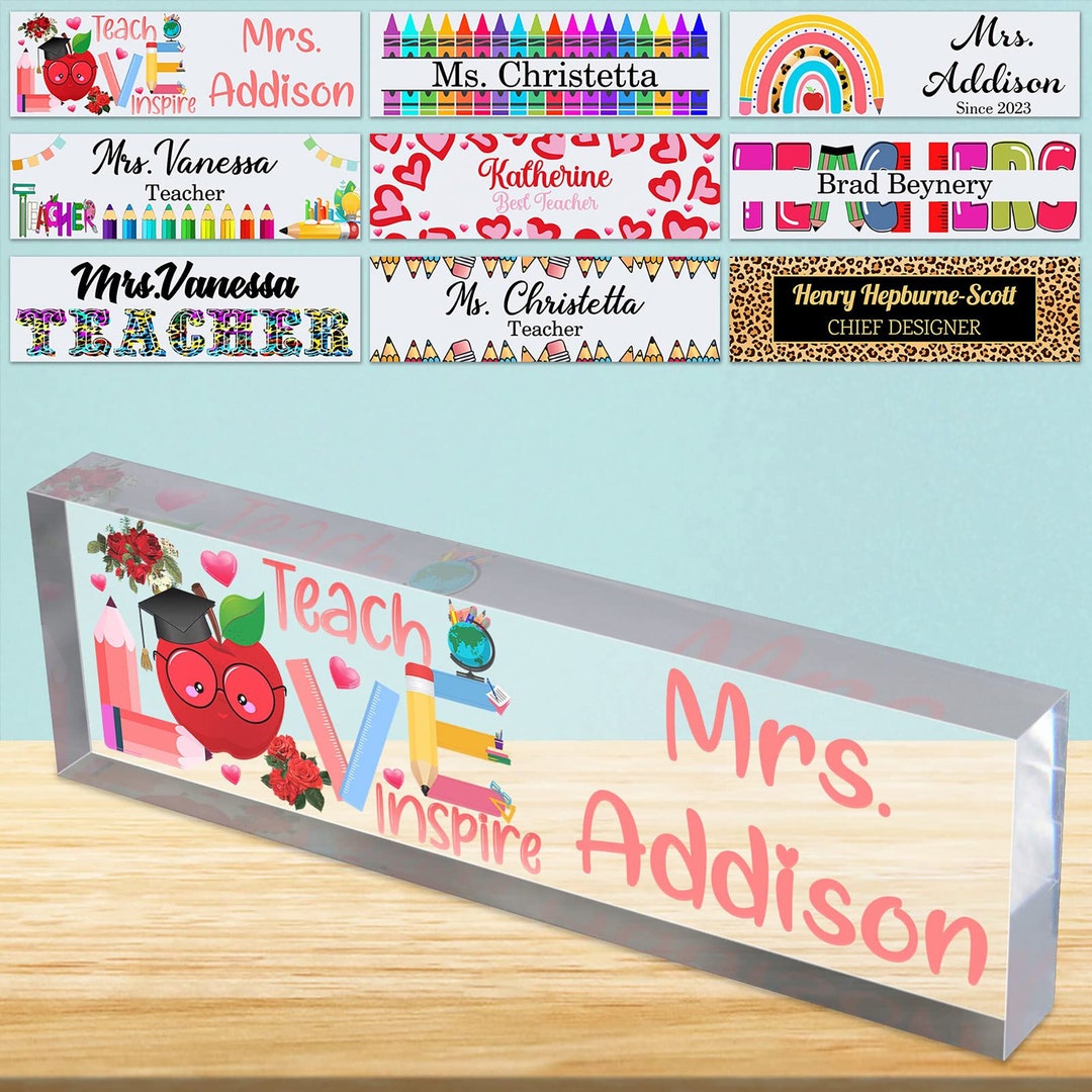 Personalized Teacher Desk Name Plate Teacher Gift, Custom Teacher Desk Name Plate Plaque, Name