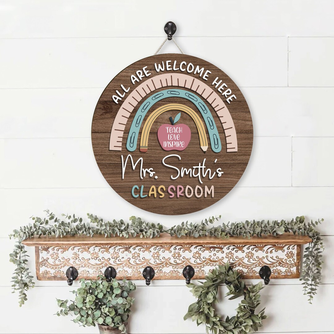 Custom Teacher Door Sign, Classroom Door Decor, Teacher Name Sign ...