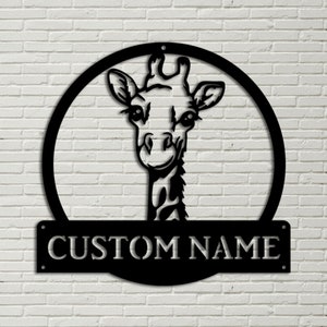 Personalized Giraffe Monogram Metal Sign, Custom Giraffe Metal Sign, Personalized Giraffes Name Sign,  Giraffe Gift, Giraffe Led metal sign