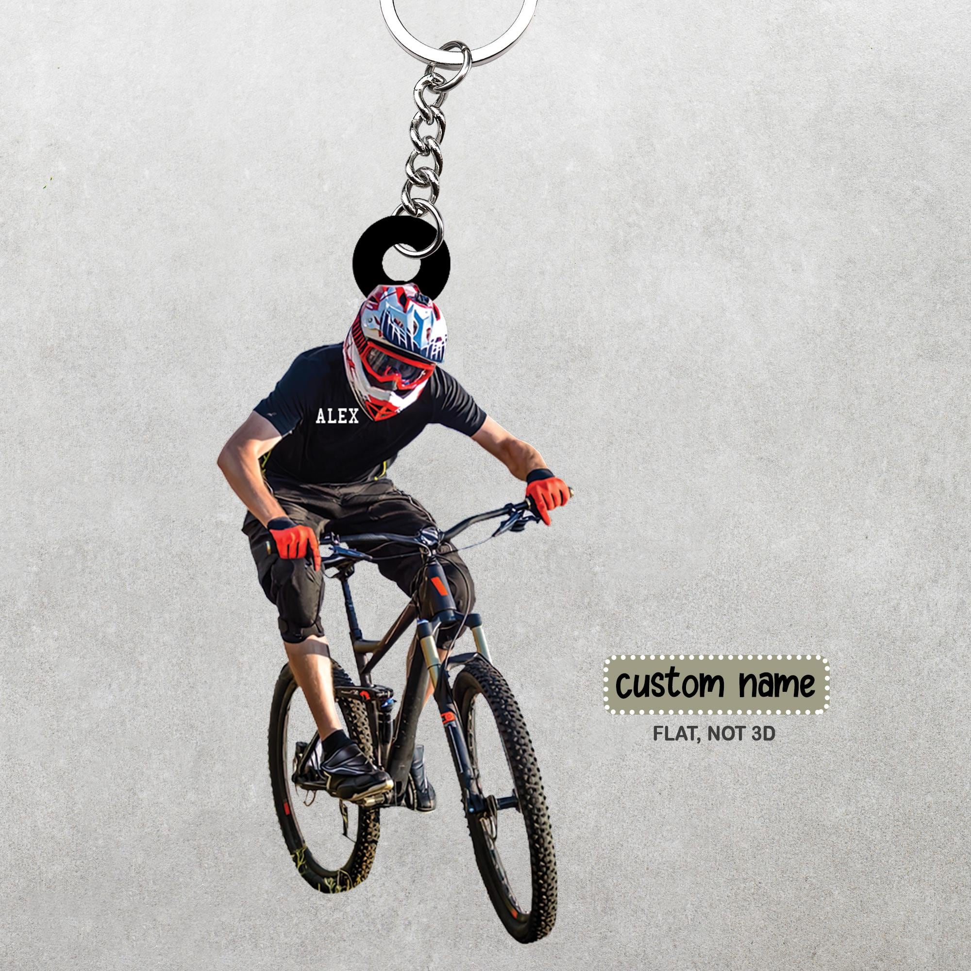 Mountain Biking Custom Flat Keychain, Mountain Biking Lover Gift, Mountain Bike Gift, Gift For Him