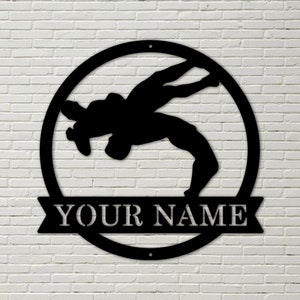 Gepersonaliseerde worstelen metalen bord kunst, aangepaste liefde worstelen sport metalen bord, hobbycadeaus, sportcadeau, verjaardagscadeau