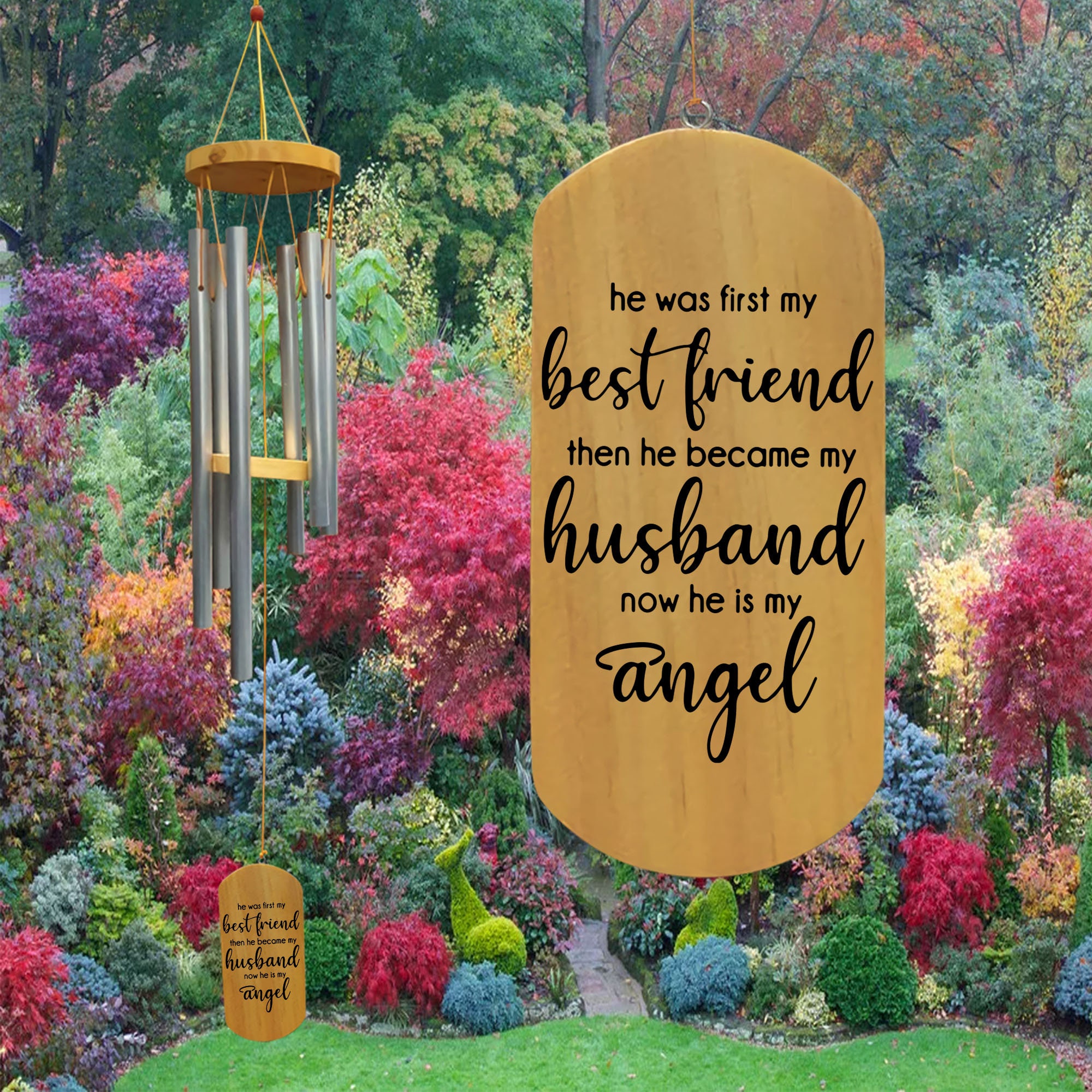 Loss of Husband, Loss of Spouse, Sympathy Gift, custom husband wind chime