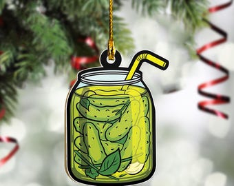 Jar Of Pickles Ornament, Pickle Christmas Ornament, 2021 Christmas Tree Gift for Friends Family