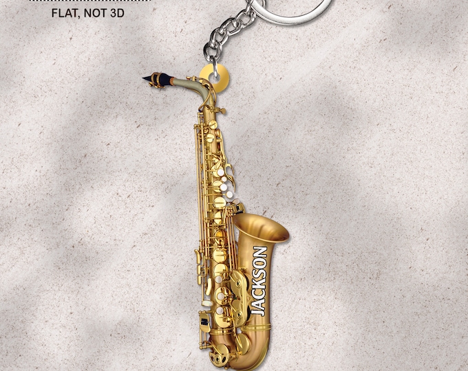 Personalized Saxophone 2D Flat Keychain, Saxophone Lover Gift, Musical Instrument Acrylic Keychain