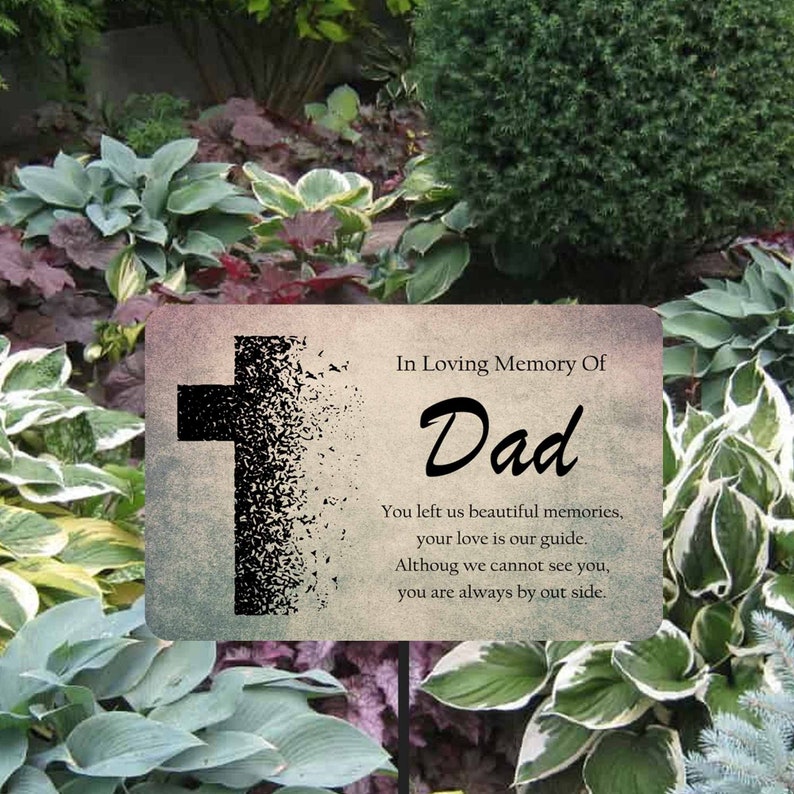 Father Memorial Stake plaque, outdoor grave marker, personalised plaque, in loving memory of Father, Loss of Dad, Father's day memorial Style 3