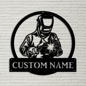 Personalized Welder Monogram Metal Sign Art, Custom Welder Monogram Metal Sign, Welder Monogram Gift, Job Gift, Led Welder Metal sign