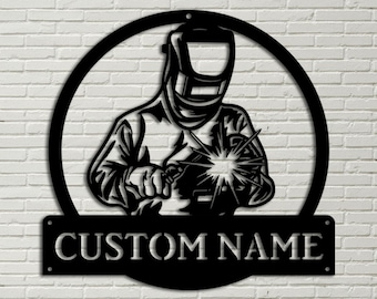 Personalized Welder Monogram Metal Sign Art, Custom Welder Monogram Metal Sign, Welder Monogram Gift, Job Gift, Led Welder Metal sign