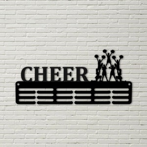 Customized Cheerleader Medal Hanger Metal sign - 12 Rungs for medals & Ribbons, Show Team Spirit, metal sign, art, wall decor, sport athlete