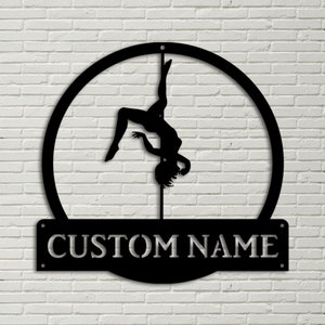 Personalized Pole Dance Monogram Metal Sign Art, Pole Dance Decor Decoration  Pole Dance Metal Sign, Housewarming Outdoor Metal