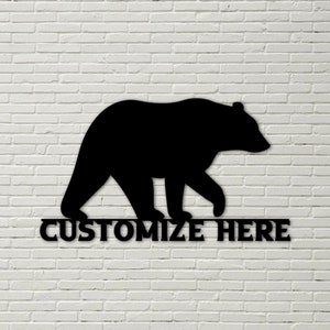 Letrero de oso, letrero de oso de metal, letrero de oso, letrero de oso personalizado, oso personalizado, letrero de naturaleza, oso, letrero para exteriores, letrero de verano, letrero de aventuras