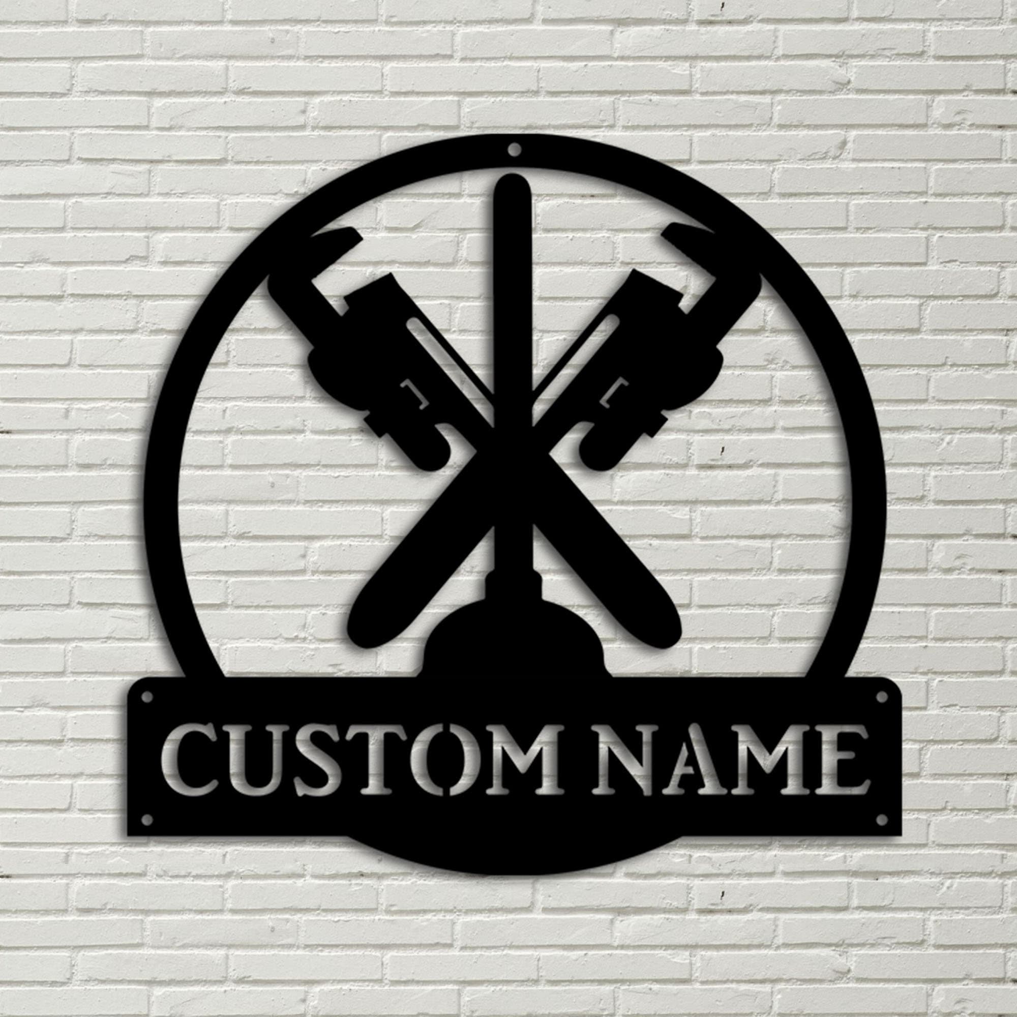 Personalized Plumbing Metal Sign Art, Custom Plumber Monogram Metal ...
