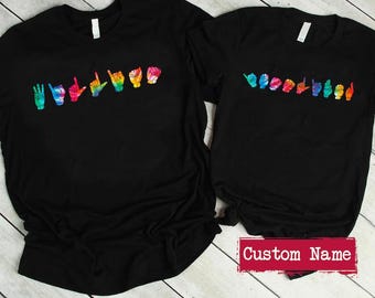 Personalized Sign Language Shirt, Custom Name Sign Language Shirt, ASL Shirt, Vintage Kids Mens Womens T-Shirt, ASL T-Shirt Gift, Deaf Pride