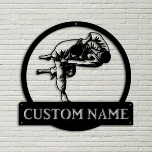 Gepersonaliseerde judo monogram metalen bord kunst, aangepaste judo sport metalen bord, hobbycadeaus, sportcadeau, verjaardagscadeau