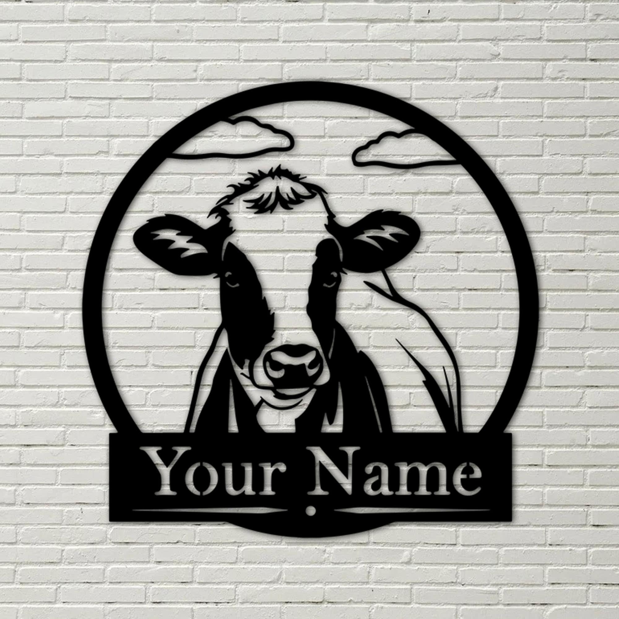 Personalisiertes Kuh-Metallschild, Metall-Kuh-Farm-Wandkunst