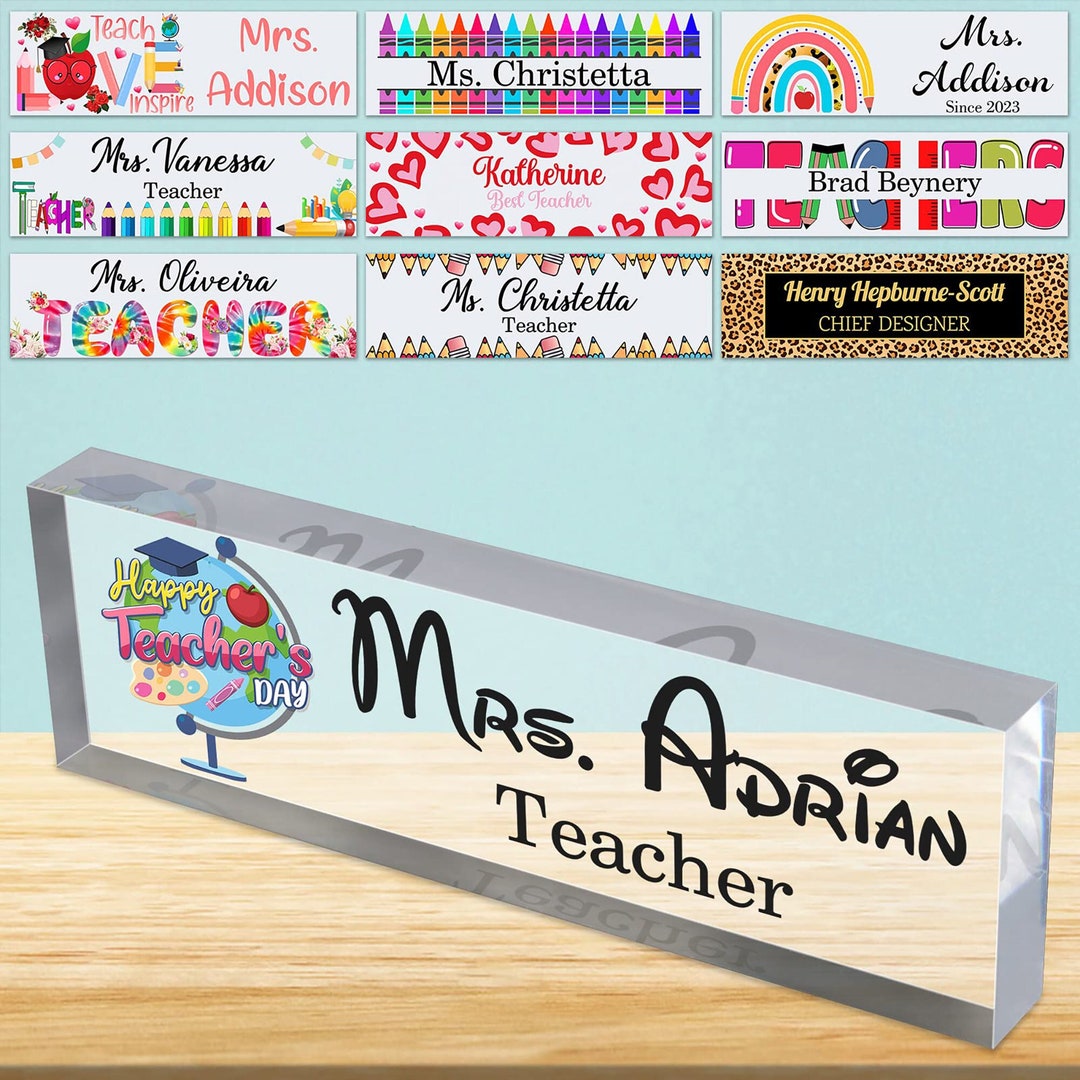 Personalized Teacher Desk Name Plate Teacher Gift, Custom Teacher Desk Name Plate Plaque, Name