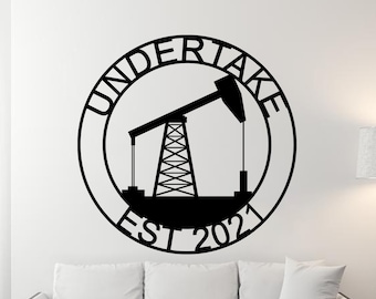 Oil pump sign, Oilfield Decor, Metal Wall Art, Pump jack, Oil Field Sign, Oil Drilling rig, Midwest Art, Man Cave Decor, Oil Pump Jack