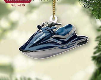 Adorno navideño personalizado de moto acuática, adorno de lancha rápida, adorno navideño de moto acuática, adorno para amantes de las motos acuáticas (2023)