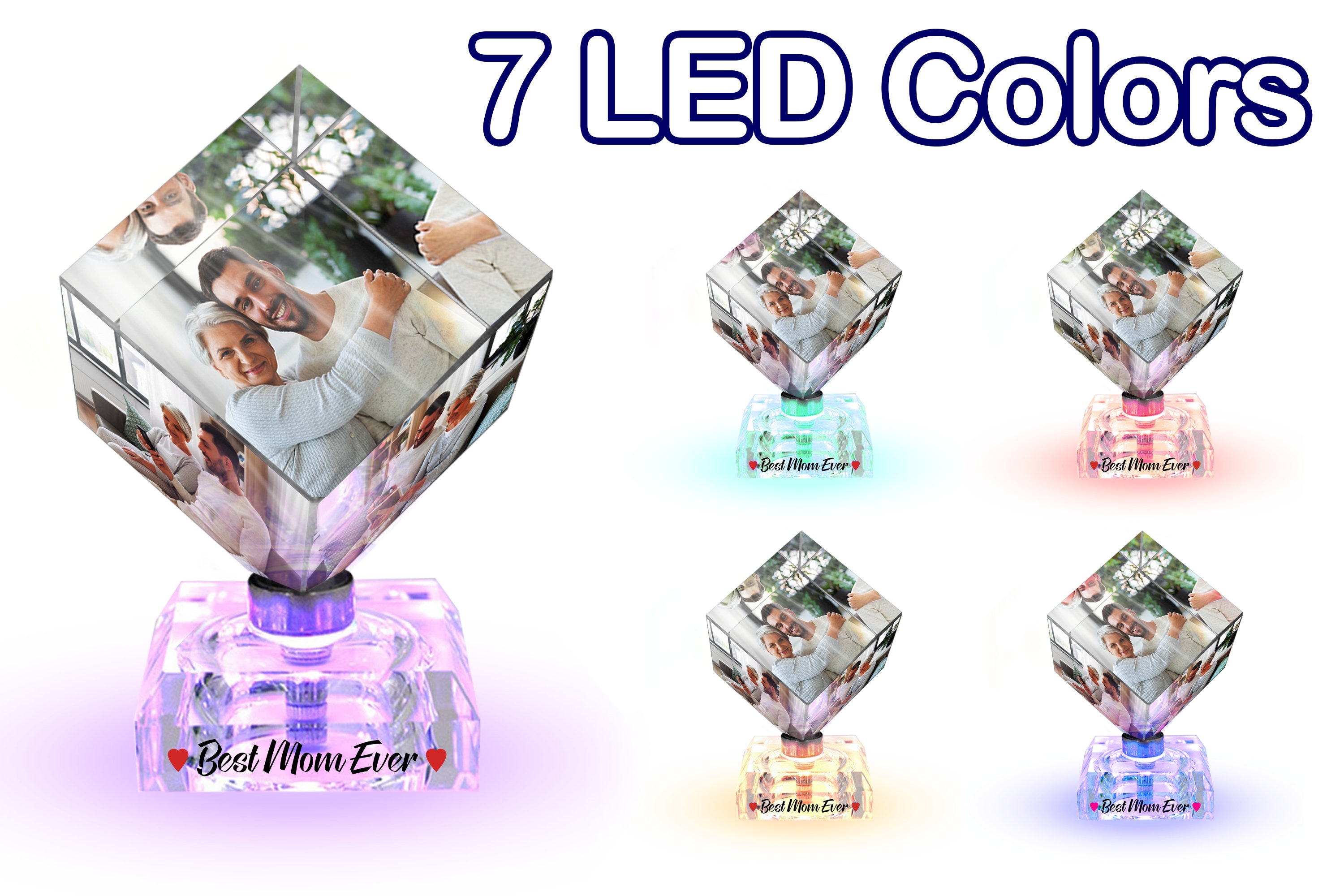 rotating crystal cube photo frame