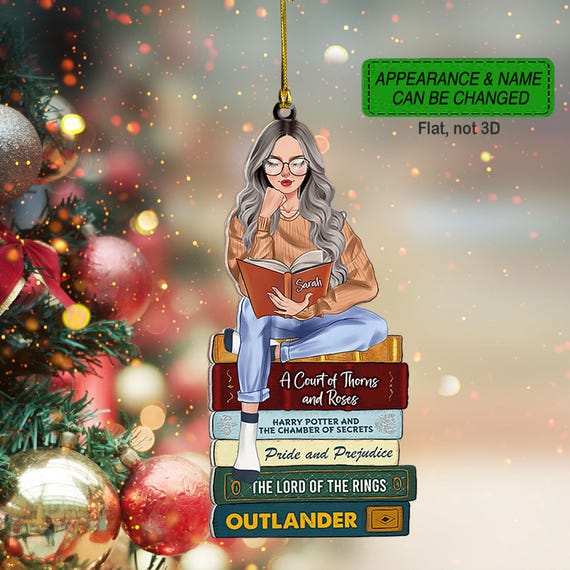 Girl Reading Book - Custom Book Titles, Personalized Acrylic Ornament Christmas Gift For Teacher P242863