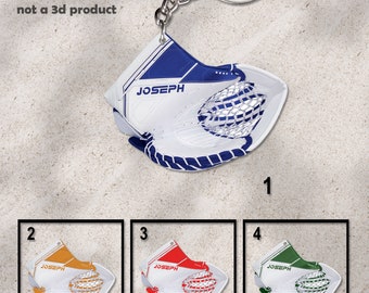 Hockey Goalie Glove 2D Keychain, Custom Hockey Keychain, Hockey Goalie Gift, Hockey Lover Keychain