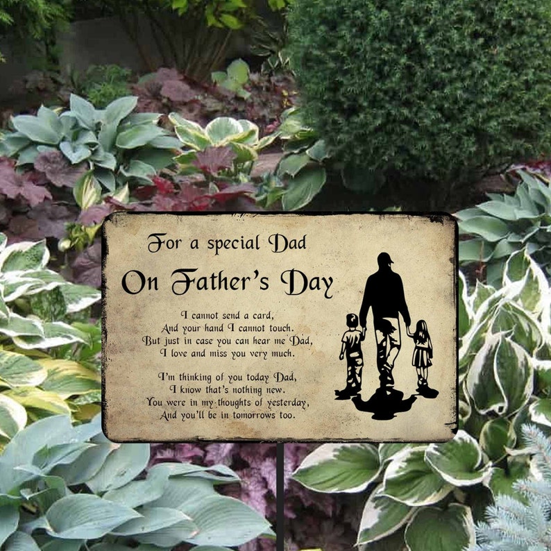 Father Memorial Stake plaque, outdoor grave marker, personalised plaque, in loving memory of Father, Loss of Dad, Father's day memorial Style 2