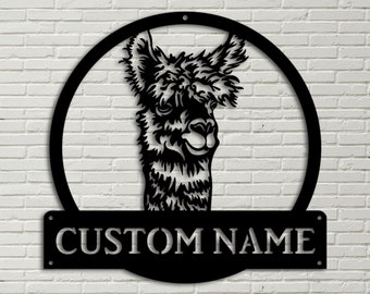 Personalized llama Animal Monogram Metal Sign Art, Custom llama Metal Sign, llama Animal Lover Sign, Llama sign Decoration , llama name sign
